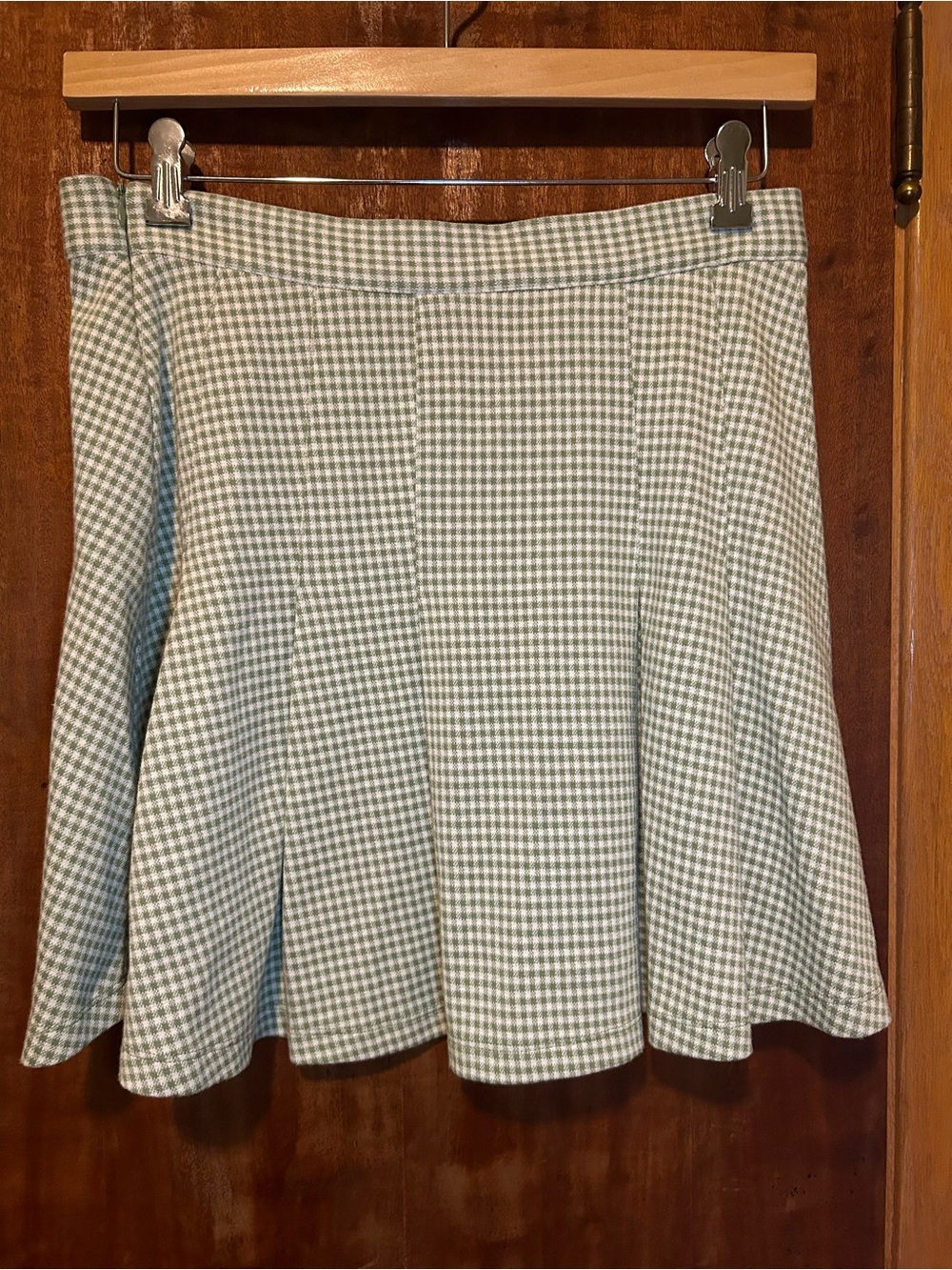 Free People Honey Pleated Gingham Mini Skirt Green - Picture 6 of 11